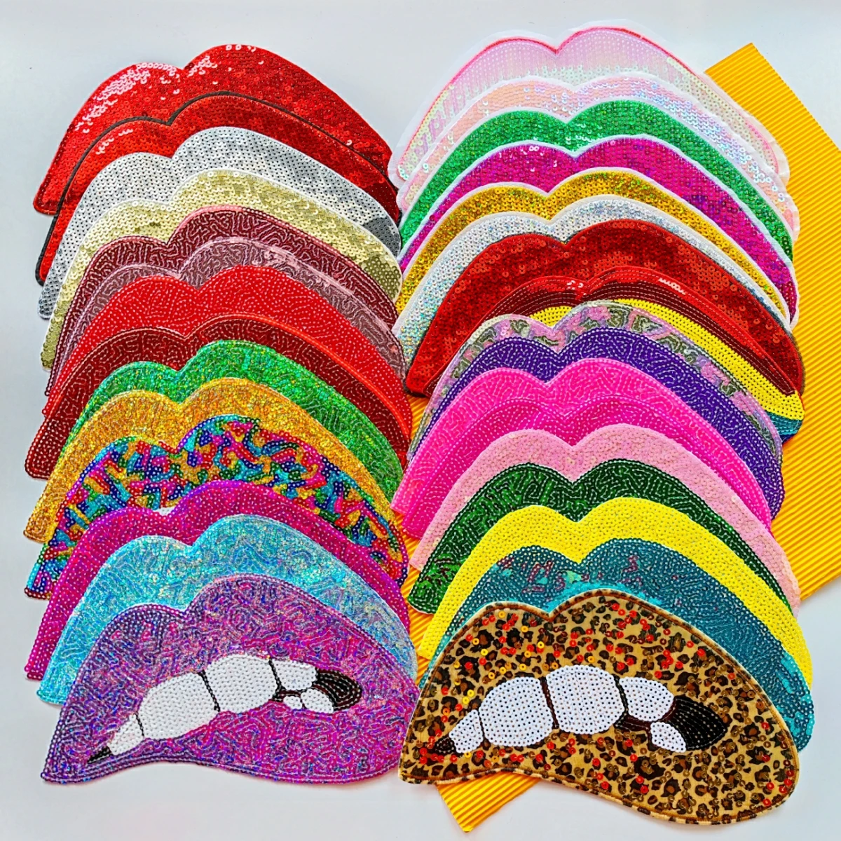 

embroidery big sequined mouth patch,embroidered leopard lips appliques badges,sequins patches for clothing A2111101