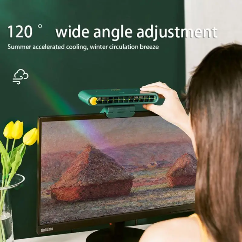 

New S14 Screen Fan Portable Mute Desktop Fan Office Computer Fan 120° Adjustment Chargable Creative Display Hanging Fan