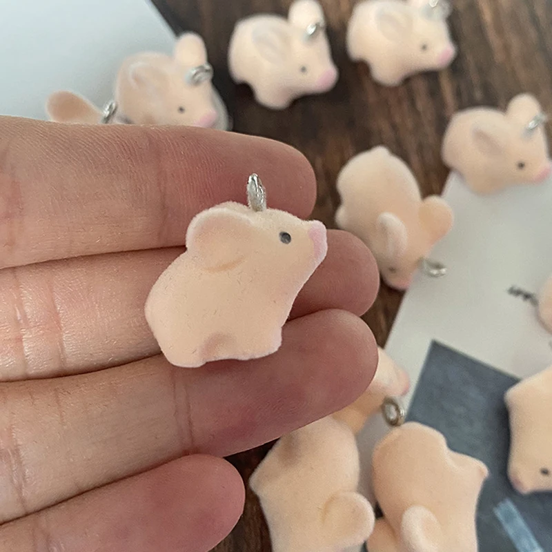 Фото 1 шт. 3D мини флокирование розовая свинья смоляные подвески оптом Kawaii кулон в виде животного для серег брелок Diy ювелирные изделия сделать аксессуары №2