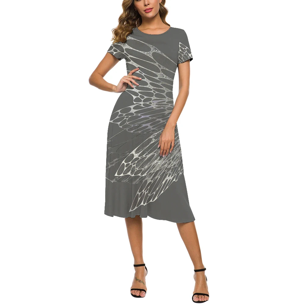 

Transparent Butterfly Wings 3D Printed Fashion Dress Loose Plus-Size Women's Casual Marble Texture Short Sleeve 2023Vintagedress