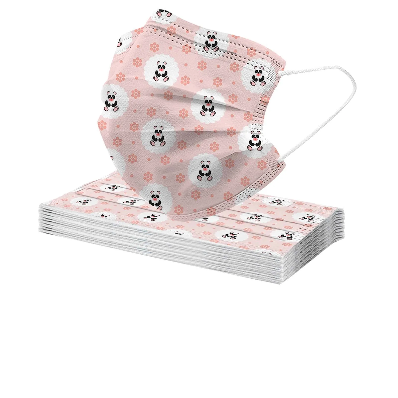 

50PCS Children Kids Mask Panda-Prints 3-Layer Disposable Face Mask Anti-Dust Breathable Windproof facemask Halloween Cosplay