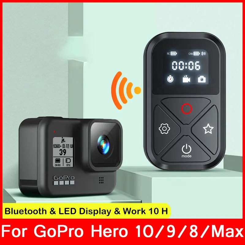 

Bluetooth пульт дистанционного управления ler расстояние 80 м для GoPro Hero 10 9 8 7 Max смарт-пульт дистанционного управления Wi-Fi браслет на запястье аксе...