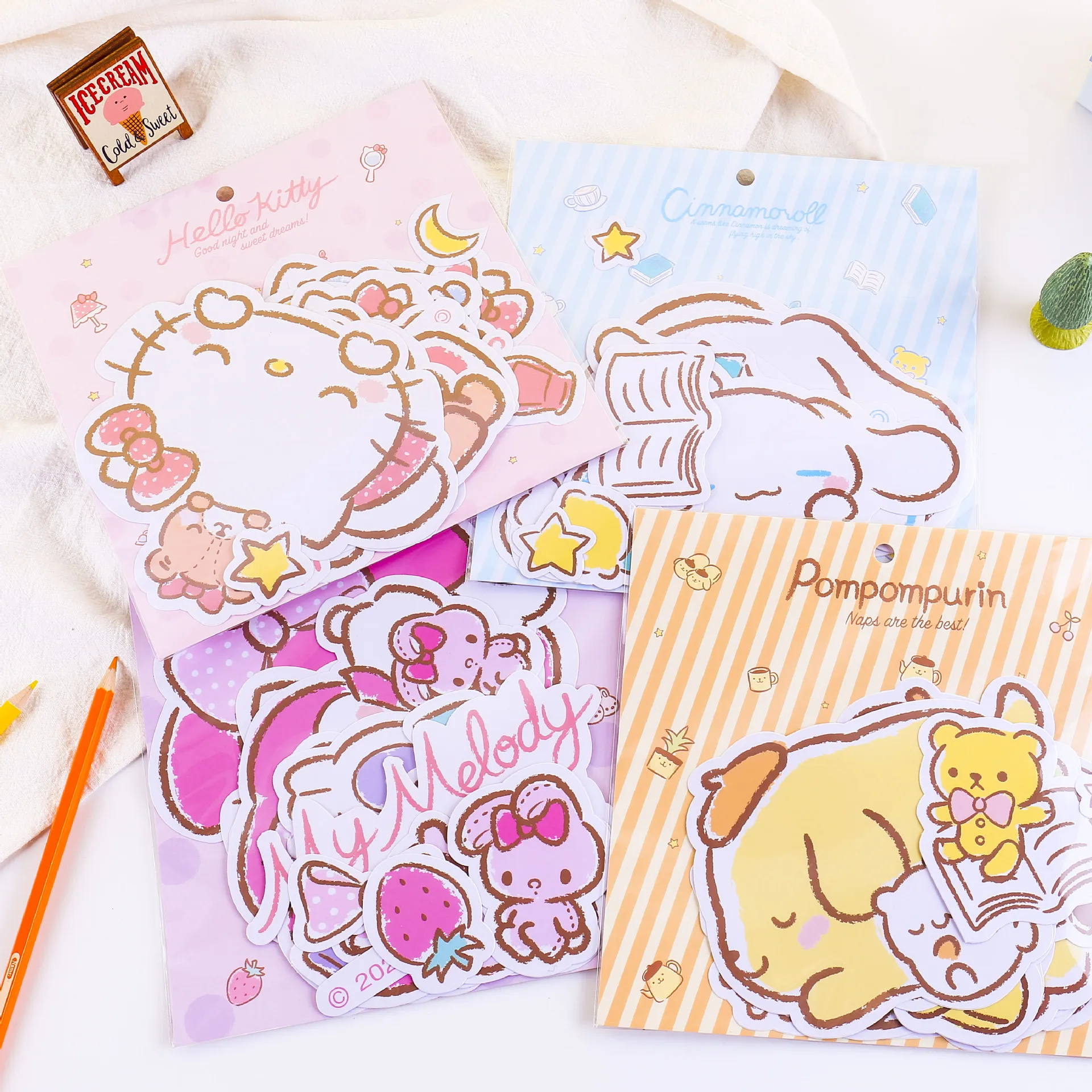 

Sanrio Good Night Series DIY Decoraction Cute Cartoon Scrapbook Large Sticker Paper