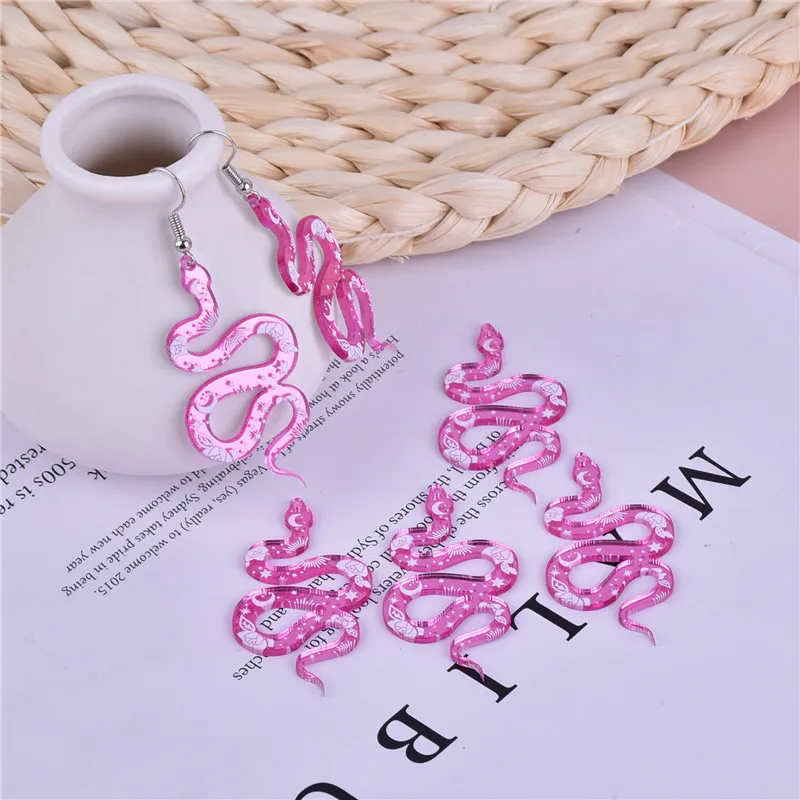 

10 шт. 48*22 мм Симпатичные Подвески розовая луна цветок Змея акриловые подвески для самодельных сережек Изготовление ювелирных изделий брело...