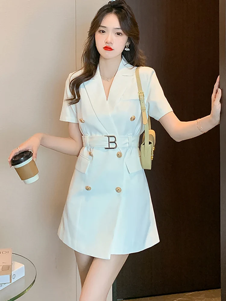 

Женское офисное платье с коротким рукавом, черное однотонное облегающее платье-мини в Корейском стиле Хепберн, винтажное платье для офиса, лето 2023