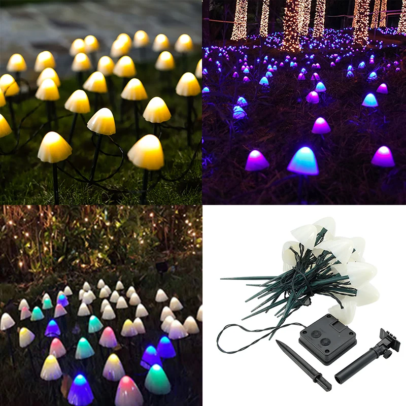 

10/20/30 LED Solar Light Outdoor Mushroom Lamp String Lights For Holiday Christmas Party Waterproof Fairy Lights Garden