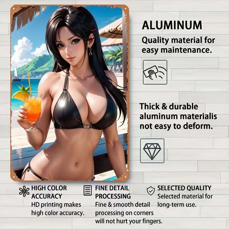 Tifa Lockhart (бикини) игровой металлический постер декор для ванной комнаты