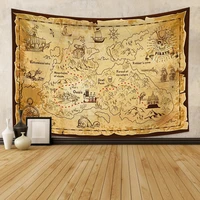 retro world map pirate tapestry high definition fabric wall hanging polyester study room table cover decoration home decor