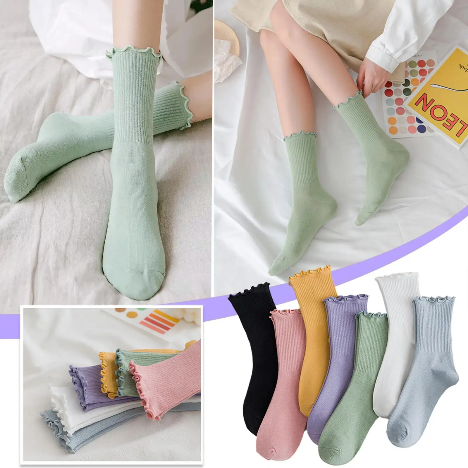 

Fashion Ruffled Soft Cotton Female Socks Top Quality Summer Sweet Girls Cute Comfortable Cute Socks Spring Princess And U2J4