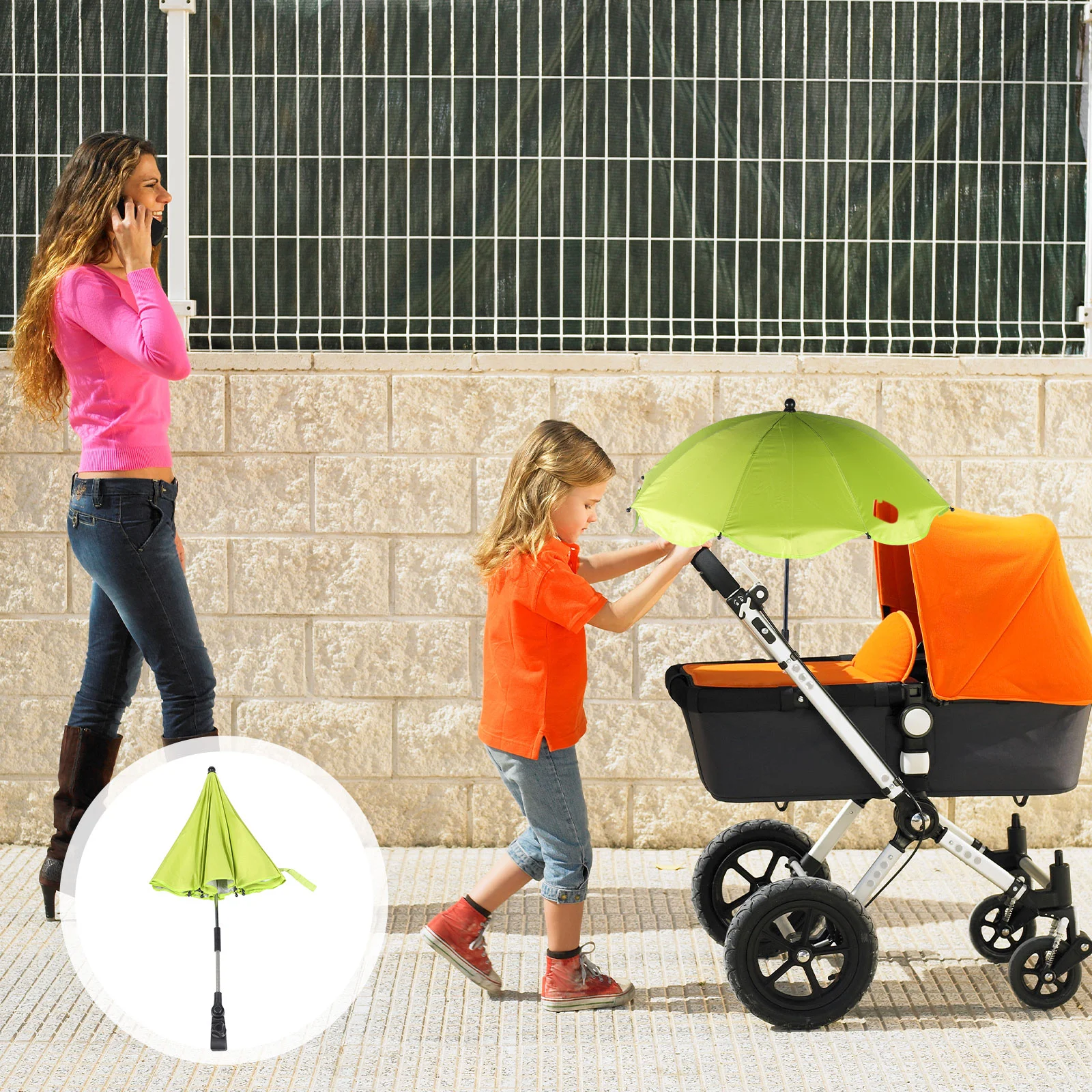 

Stroller Umbrella Portable Chairs Detachable Silver Glue Push Baby Parasol Steel Clamp Adjustable Clip-on Toddler