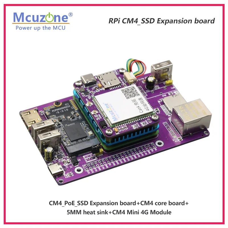 Плата расширения Raspberry Pi CM4 POE_SSD Алюминиевый корпус NVME M.2 USB HDMI 4G LTE FAN