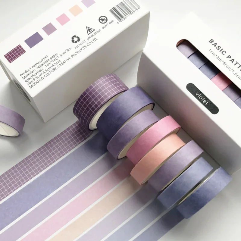 

8pcs/set Retro Solid Color Basic Decoration Washi Tape Set DIY Scrapbook Cute Sticker Kawaii Masking Tape School Supplies