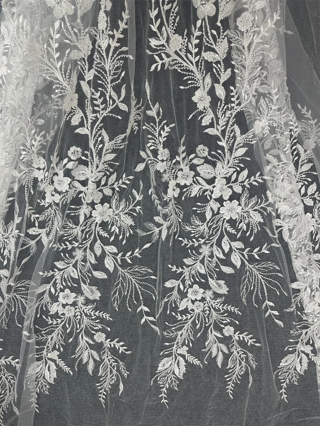 Оптовая продажа высококачественные блестки бусины тюль вышивка кружевная ткань