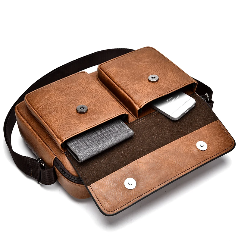 Casual Men's Bag PU Leather Shoulder Bags Men Boy Briefcase Handbags Laptop Luxury Designer Briefcases Office Business Tote