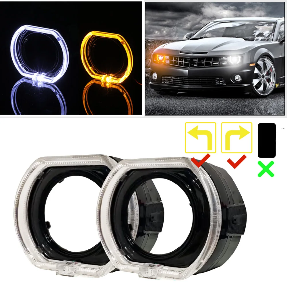 

3,0 дюймовый квадратный RGB дневной свет, дневные ходовые огни, дневные ходовые огни, автомобильные кольца, управление через приложение