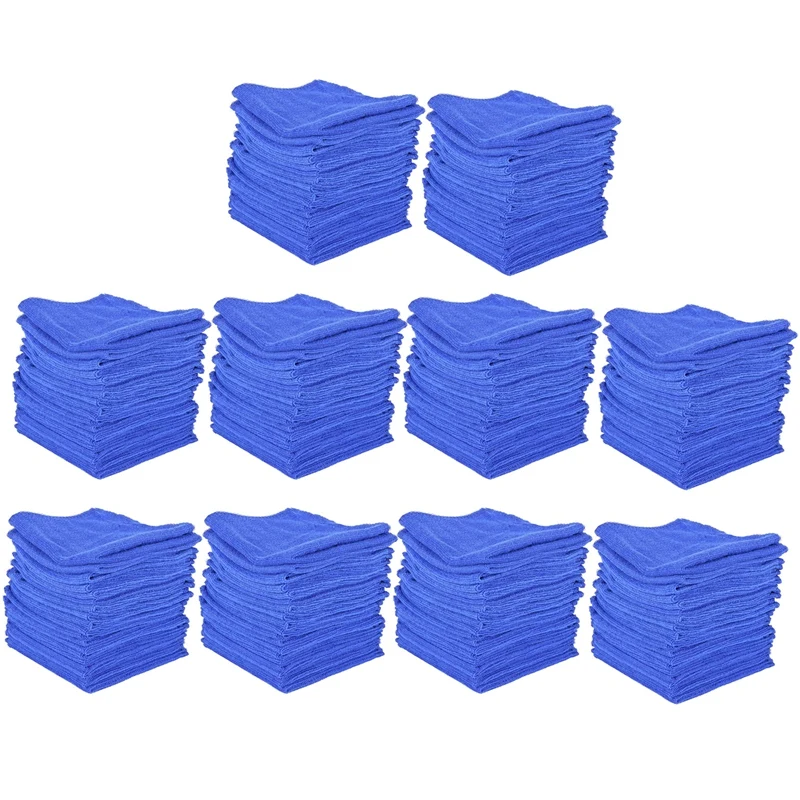 200Pcs Absorbent Microfiber Towel Car Home Kitchen Washing Clean Wash Cloth Blue