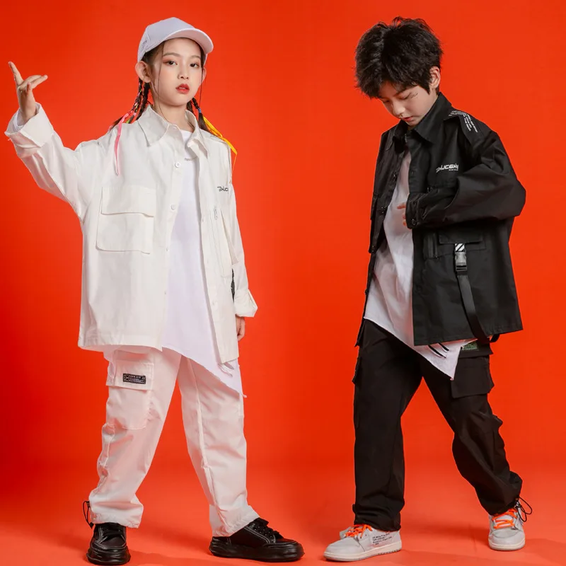

2022 hiphop kids fashion suit hiphop shirt suit boys' runway show suit kids' wear girls' jazz performance suit g16
