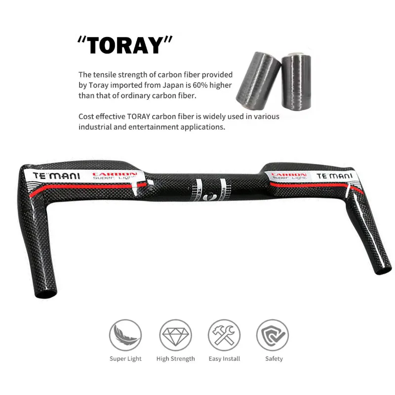 Фото Руль TEMANI Carbon Aero TT Bullhorn для шоссейного велосипеда, сверхлегкий, для фикс-гир, для гонок, запчасти и аксессуары для модернизации №5