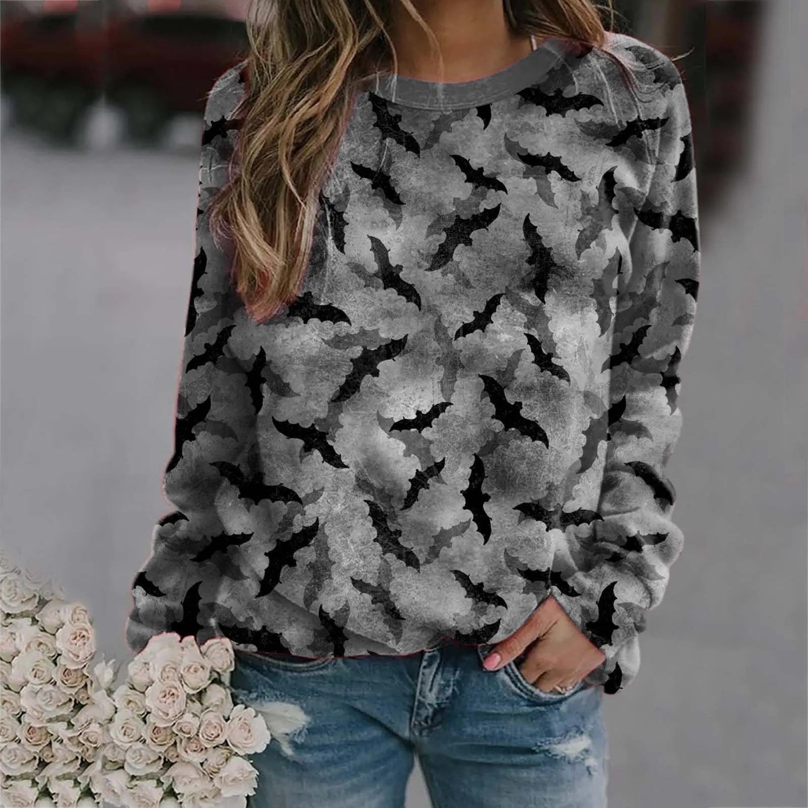 

Women Lady Loose Full Zip Sweatshirt Round Neck Fit Pullover Tops Casual Long Sleeve Sweat Shirt Long Sleeve Sweater