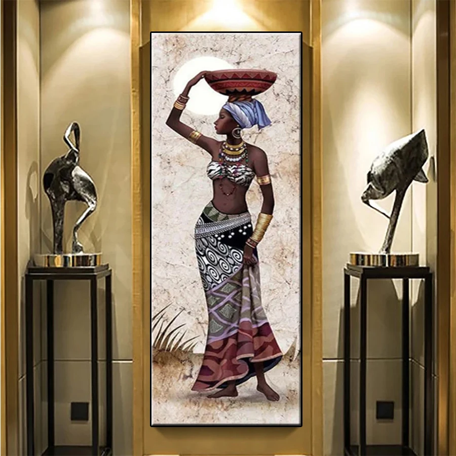 

Алмазная живопись, абстрактная черная африканская женщина, 5d алмазная вышивка, полная Алмазная мозаика, вышивка крестиком, стразы украшение