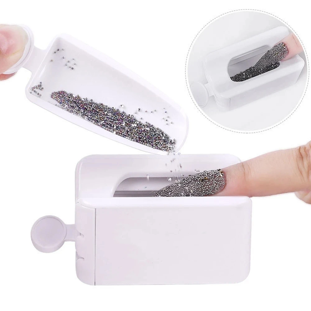 

Nail Art Glitter Powder Sequins Recycling Box Double Layer Manicure Tool Rhinestones Gems Decorations Portable Storage Container