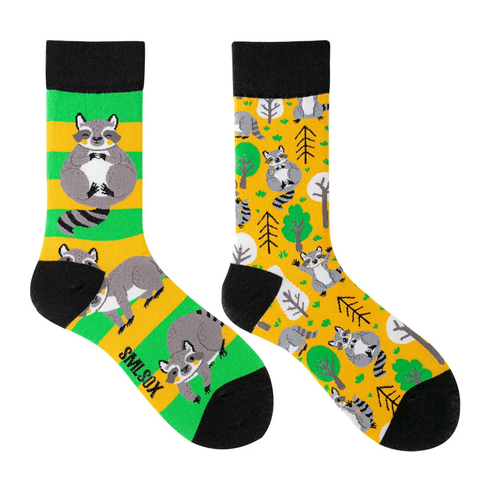 Новые модные носки с животным узором щенок кошка AB асимметричная утка-мандаринка