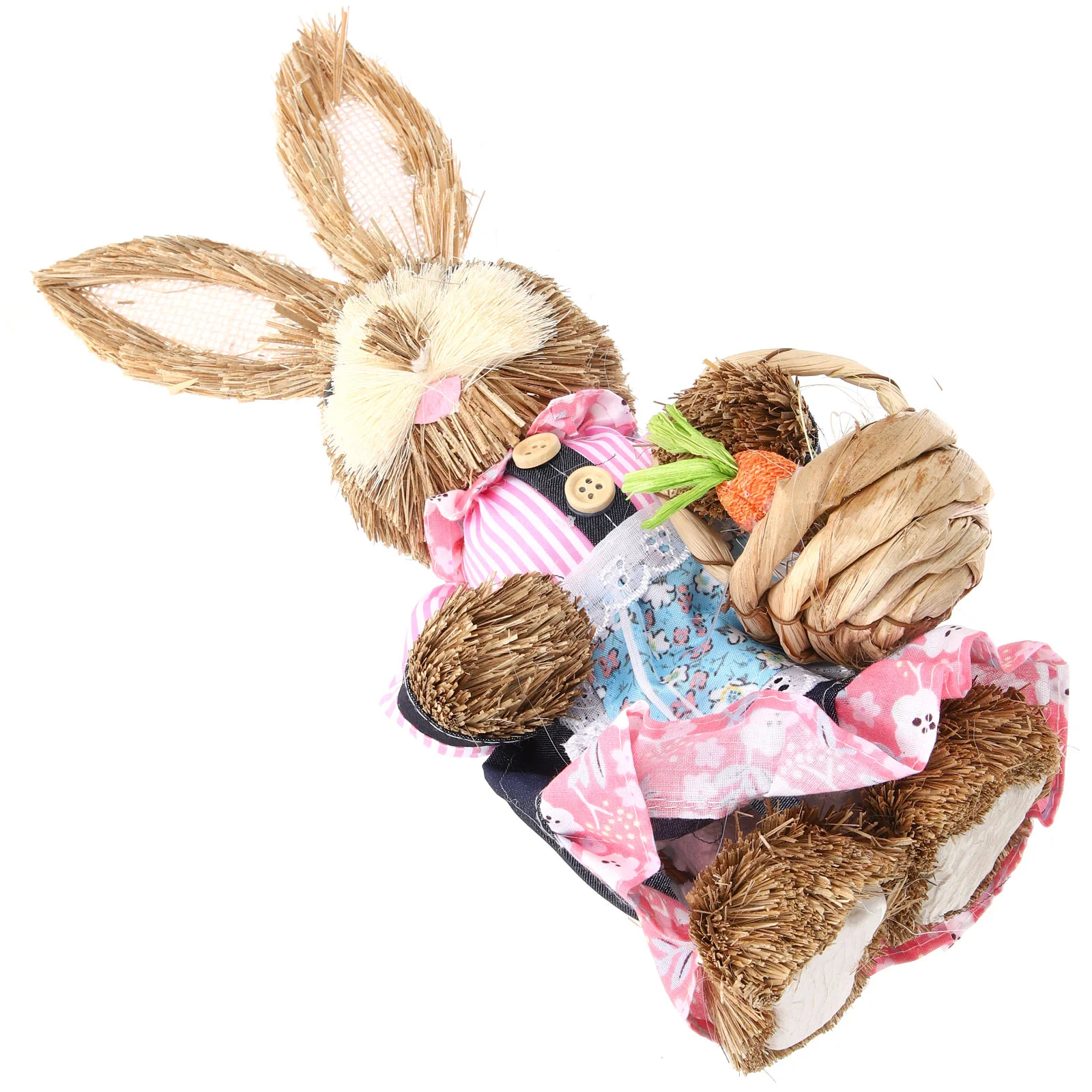 

Bunny Easter Rabbit Straw Woven Figurine Decor Statue Figurines Decorations Home Spring Ornament Sculpture Standing Hand Desktop