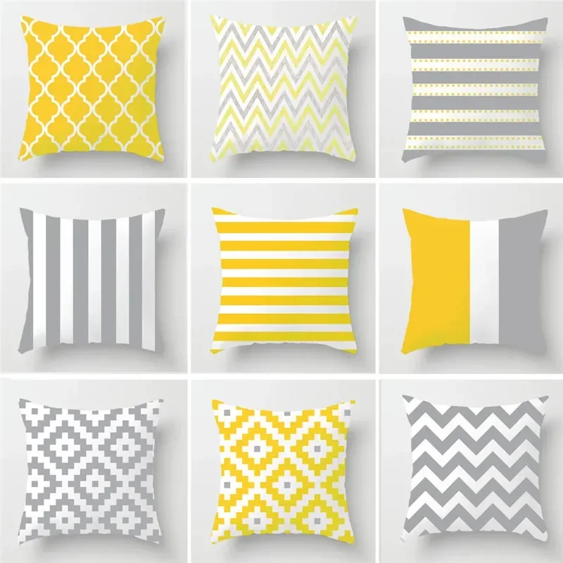 

Чехлы для диванных подушек, украшения в северном стиле, с геометрическим рисунком, для гостиной, офиса, серого и желтого цвета