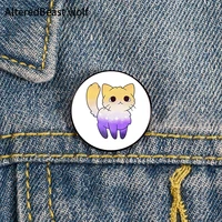 non binary pride cat printed pin custom funny brooches shirt lapel bag cute badge cartoon enamel pins for lover girl friends