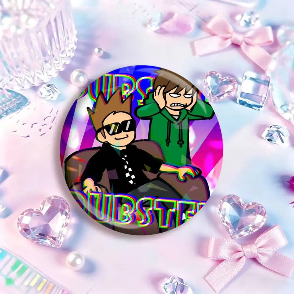 Фото E-Eddsworld Эдд Том Мэтт Торд Круглый Лазерный Значок Креативные Пинсы Брошь для Декора Подарки для Фанатов Коллекционирование Пасхальных Украшений №3