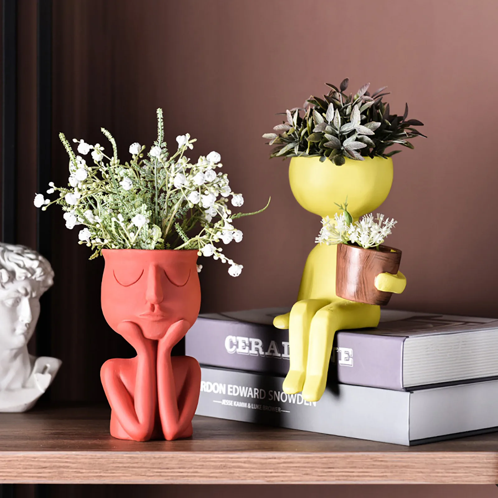 

Скандинавская абстрактная скульптура человека, вазы из смолы, цветочный горшок, настольный контейнер для растений, ваза для дома, гостиной, ...