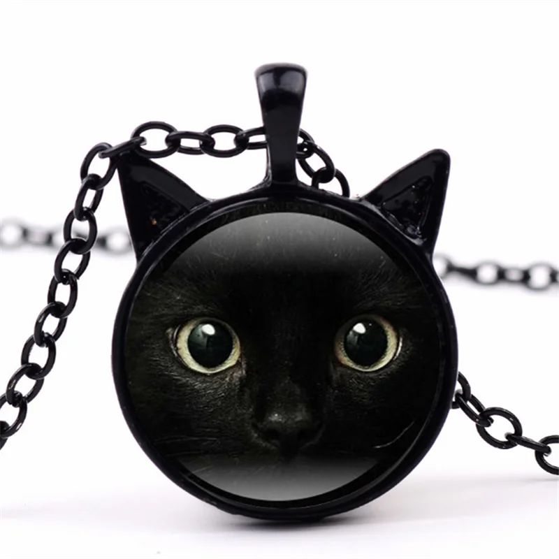 

Creative Personality Trendy Black Cat Face Pendant Necklace