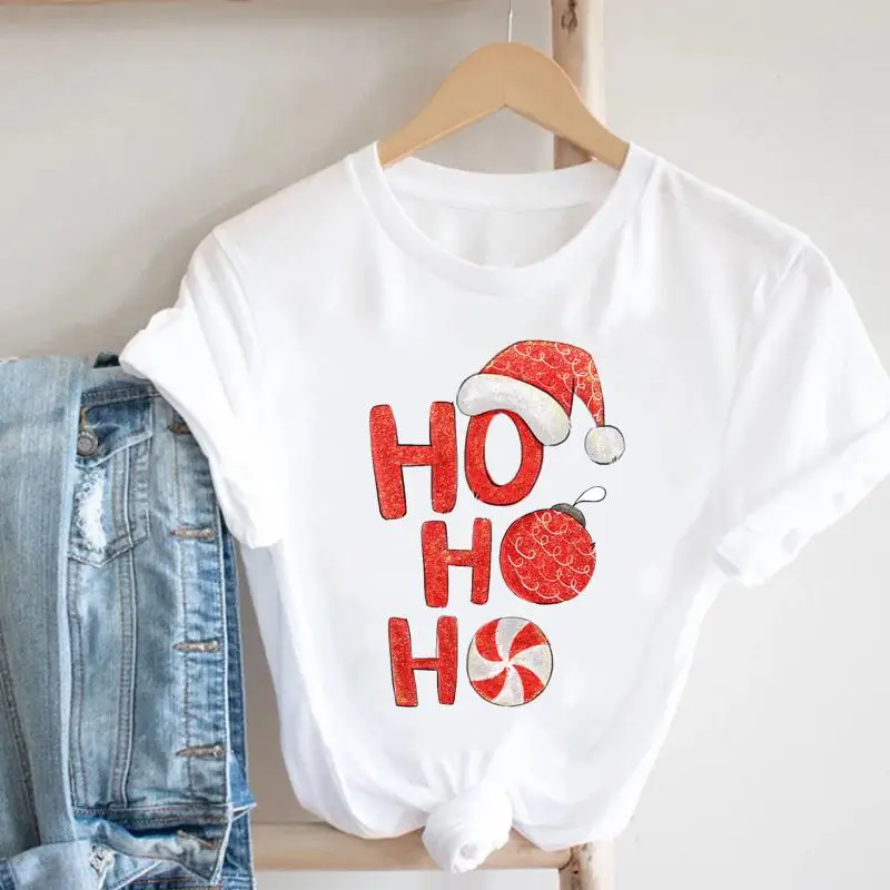 

Женская футболка с коротким рукавом, с рисунком на Новый год и счастливые праздники, в стиле 90-х мультфильмов, 2022