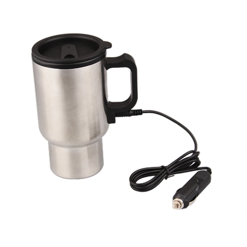 

450ML 12V Portable Cup Kettle Travel Coffee Mug Electric Stainless Steel With Cigar Lighter Cable Car Water Keep Warmer Kettle