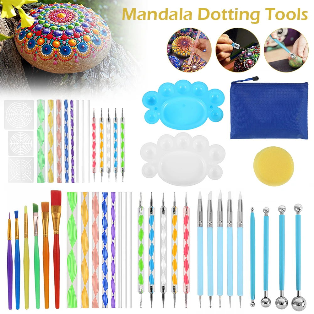 Mandala Dotting Tools Painting Stencils Handwork Drawing Stylus DIY Stone Embossing Starter Drawing Stylus Pens Art Kit Tools