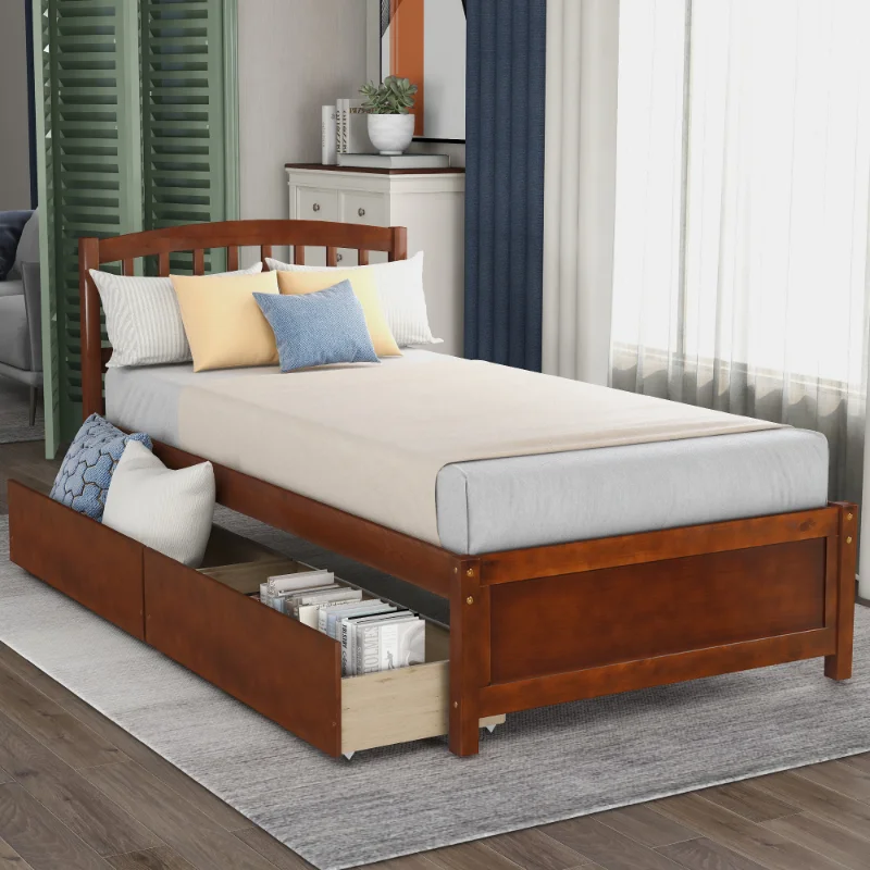 With Two Drawers And Headboard\  Walnut（previous Sku: Sf000062daa） Walnut