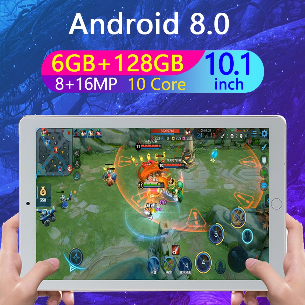 Bluetooth Android 9.0 IPS Screen 10.1 Inch Ten Core 4G Network RAM 6GB+ ROM 128GB Tablet PC 1280*800 IPS  Dual SIM Dual Camera