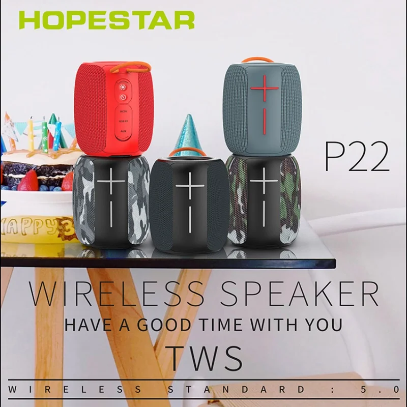 

AWIND HOPESTAR-P22 Wireless Portable Bluetooth Speaker IPX6 Waterproof Bass Column Music Player Subwoofer Boombox With Mic USB A