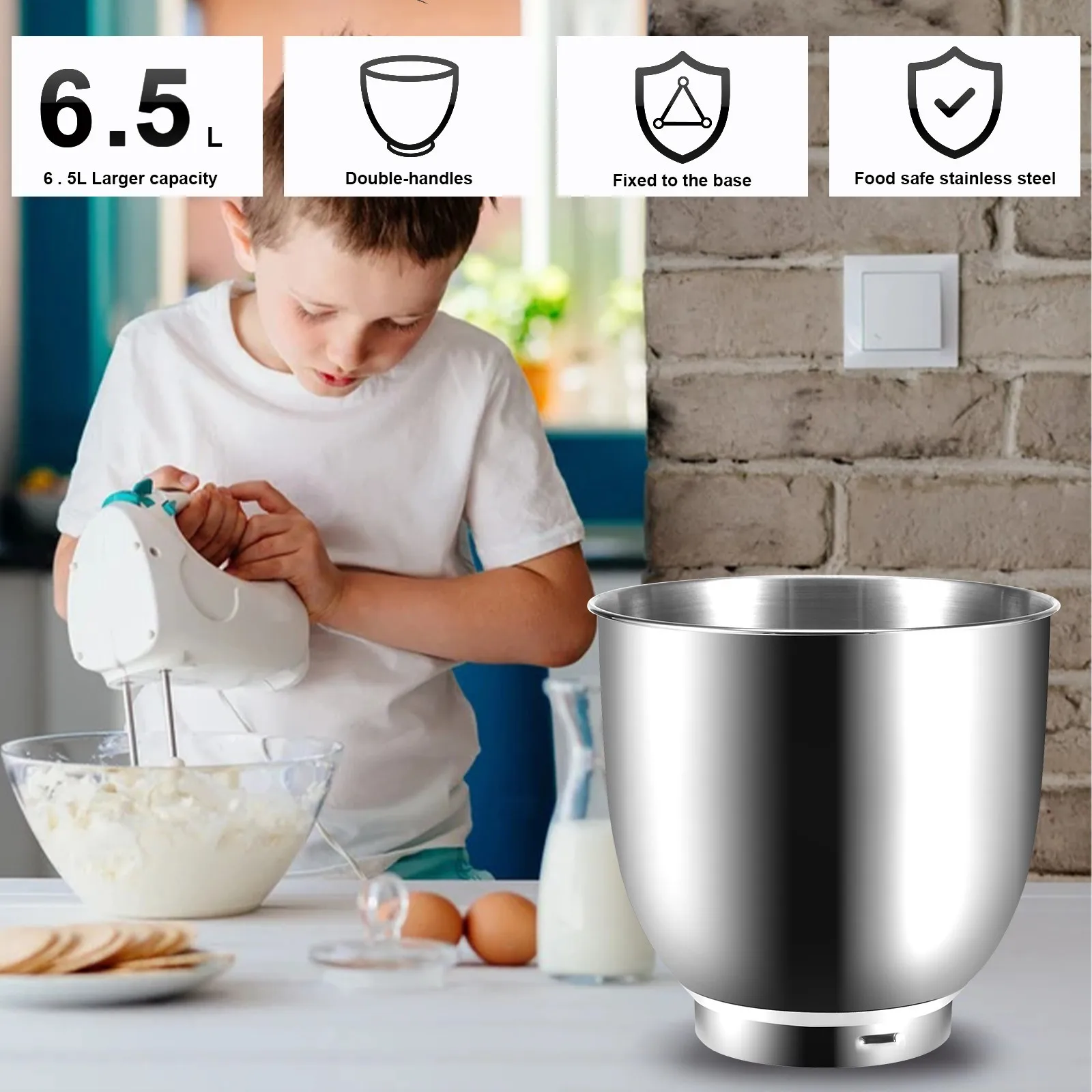 Вертикальный миксер 1500 л Вт 6-Скоростной пищевой с наклонной головкой и чашей для