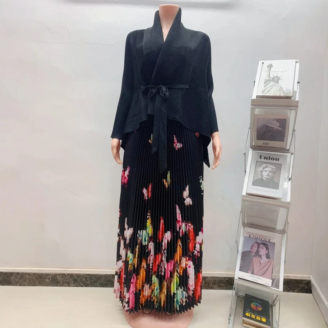 YUDX Miyake плиссированный комплект из 2 предметов 2024 новый топ на шнуровке с высокой