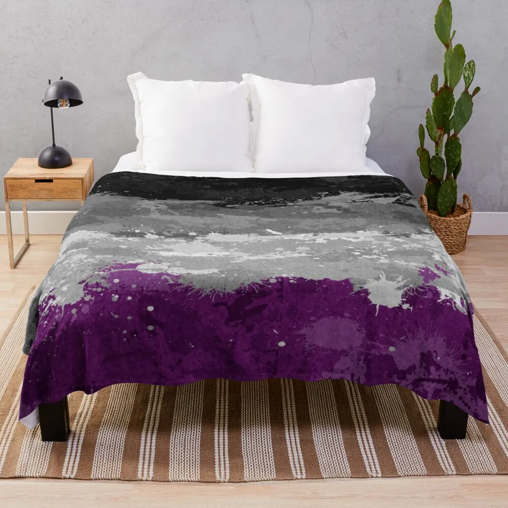 

Asexual Paint Splatter Flag Throw Blanket Camping blanket double plush blanket