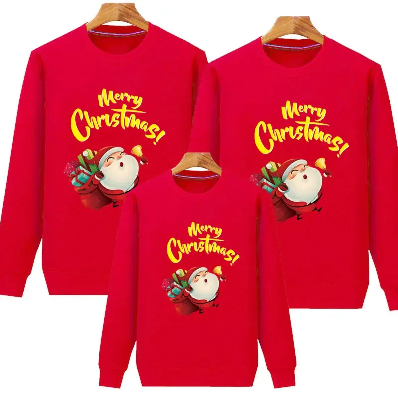 

Christmas Xmas Print Family Matching Outfit Mother Kid Long Sleeve Cute Jersey Hoodies Pullover Sweatshirt Blouse Family Navidad