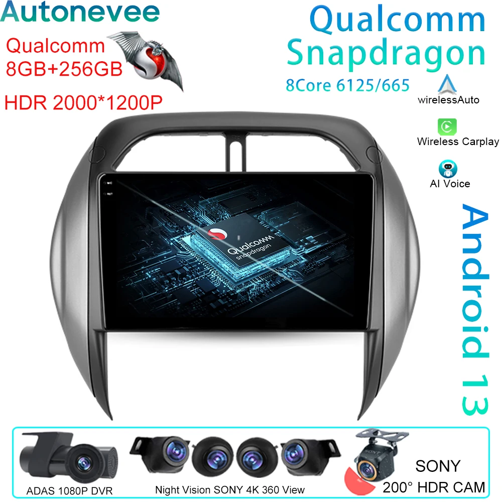 Автомагнитола Qualcomm Android для Toyota RAV4 2 CA20 CA20W XA20 2003-2005, автомобильное радио, мультимедийный видеоплеер, навигация GPS, 2Din DVD