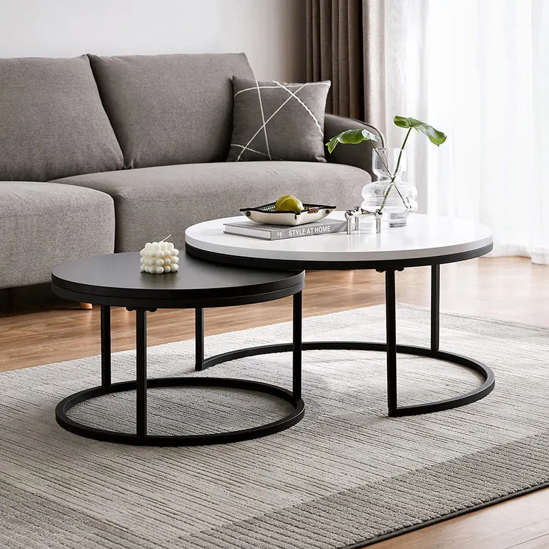 

Living Room Coffee Table Round Mobile Nesting Side Table Sets Extendable Aesthetic Sofa Console Meuble Furniture Entrance Hall