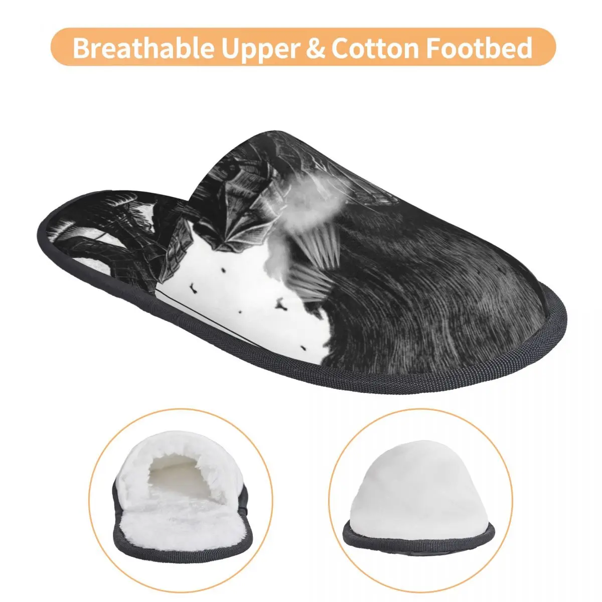 Японские домашние хлопчатобумажные тапочки Anime Berserk Gut для гостиной Нескользящие