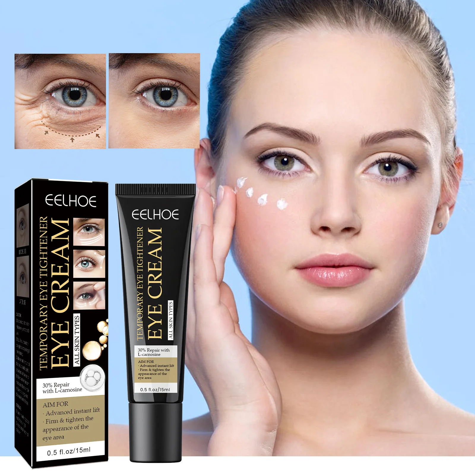 

15ml Temporary Firming Eye Cream Instant Reduces Under-Eye Bags Dark Circles & Puffiness Firm Delicate Skin Under Your Eyes