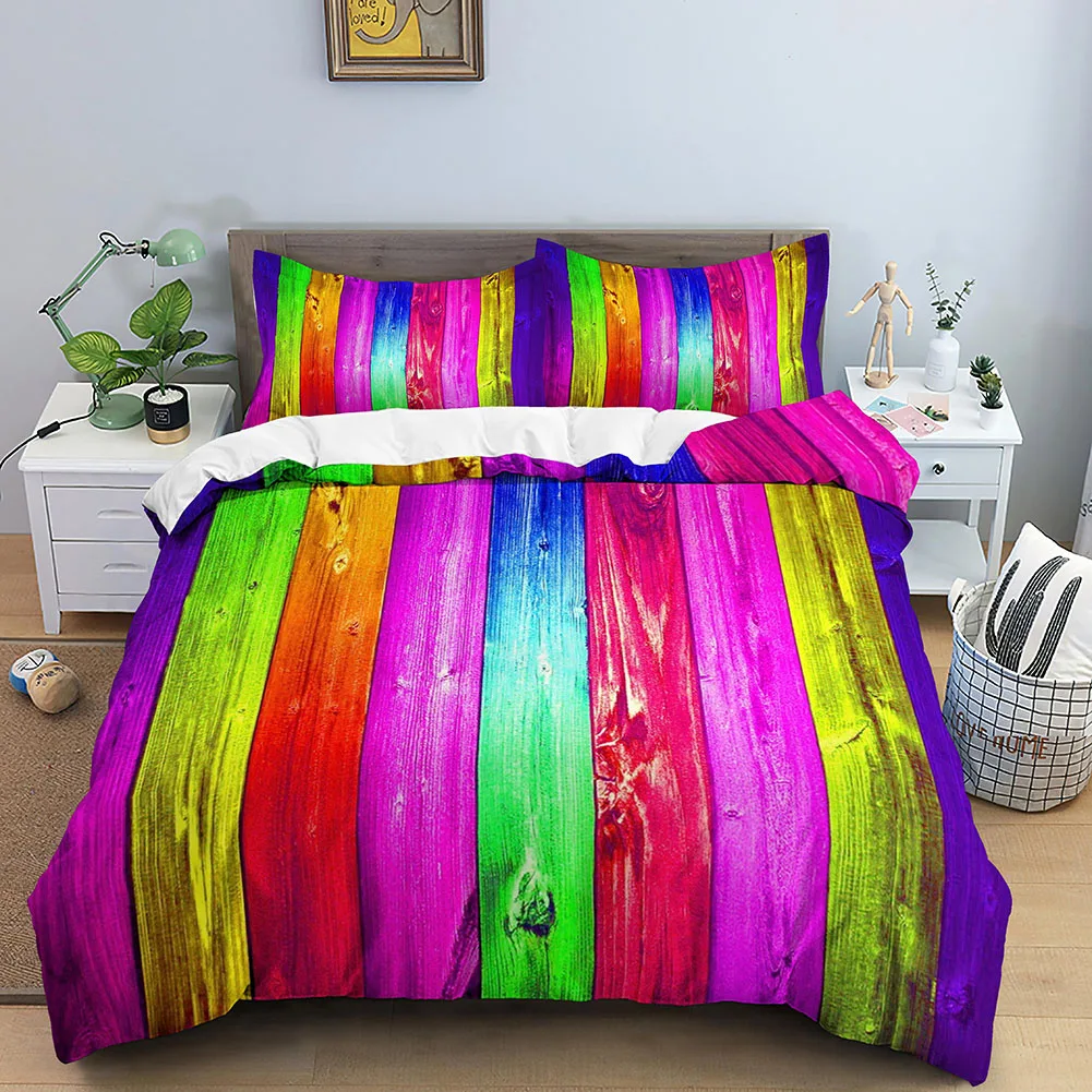 

3D Duvet Cover Set Abstract Bedding Set Luxury Rainbow Swirl Quilt 2/3pcs Queen Size Comforter Cover Cover With Zipper Closure