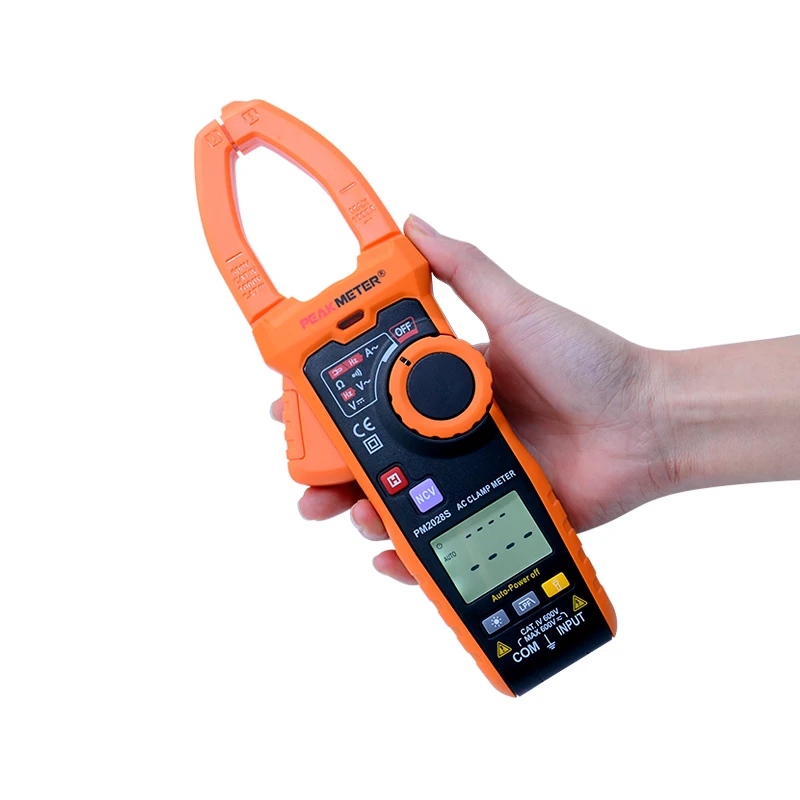 

Peakmeter Dual Display 6000 Counts Smart Digital Clamp Meter AC DC 1000A with Capacitance 6KuF VFD PM2128S
