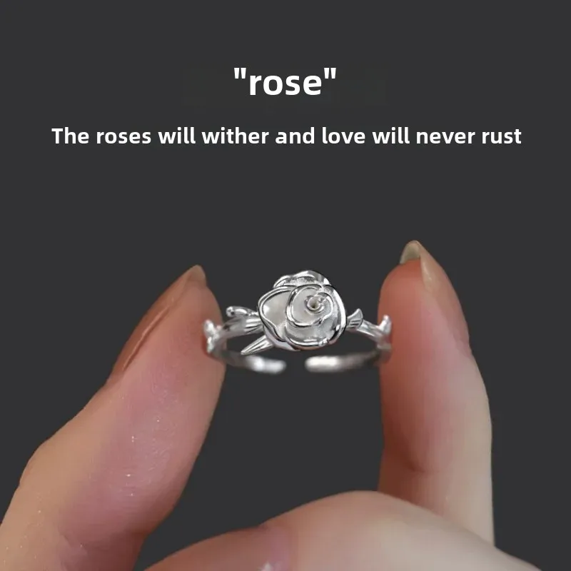 Уникальный дизайн кольцо с розой нишевый стиль модное открытое на палец едой