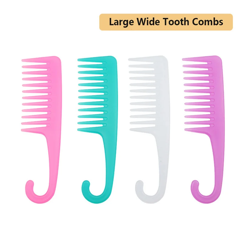 

Large Wide Tooth Combs of Hook Handle Detangling Reduce Hair Loss Comb Pro Hairdress Salon Dyeing Styling Brush Tools 1PC